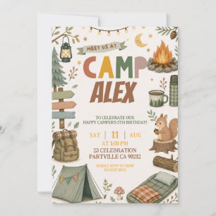 Boy Camping Theme Any Age Birthday Invitation
