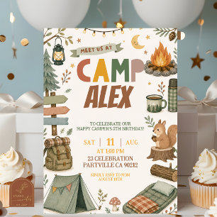 Boy Camping Theme Any Age Birthday Invitation