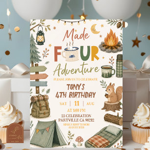 Boy Camping Theme Made FOUR Adventure Birthday Inv Invitation