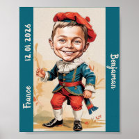 Boy Caricature in French Vintage Costume