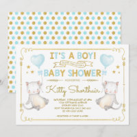 Boy Cat Baby Shower Kitten Cat Lover Blue Gold