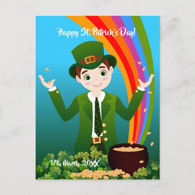Boy celebrating Birthday on St. Patrick's Day Postcard (Front)