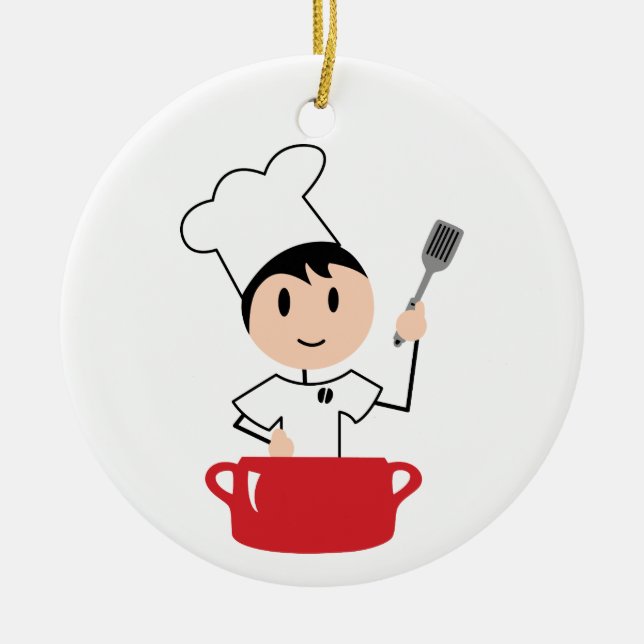 Boy Chef Ceramic Ornament (Front)