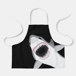 Boy Chef Funny Great White Shark Attack Apron