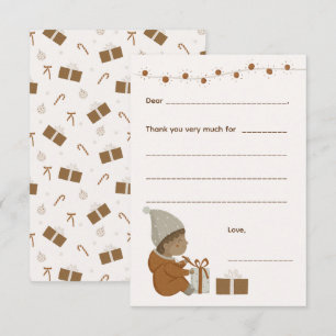 Boy Christmas Thank you note, fill in card