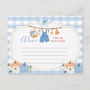 Boy Clothes Pumpkin Baby Shower Advice For Mom Enclosure Card