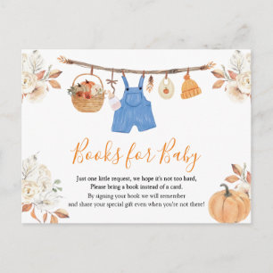 Boy Clothes Pumpkin Fall Baby Shower Book For Baby Postcard