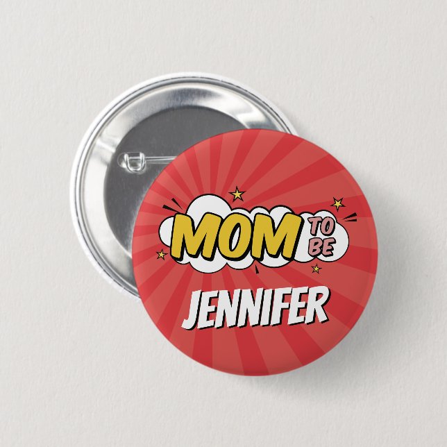 Boy Comic Book Superhero Baby Shower Mom 2 Inch Round Button (Front & Back)