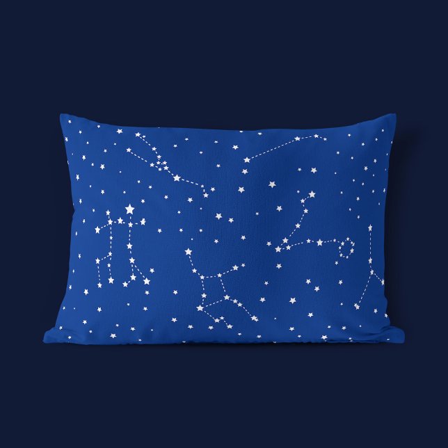 Boy Constellation Blue White Starry Night Sky Pillowcase (Mockup)