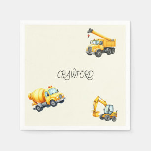 Boy Construction Birthday Party Personalized Napkin