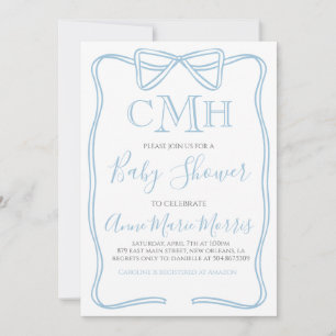Boy Coquette Bow Baby shower Invitation FAIRE N'IM