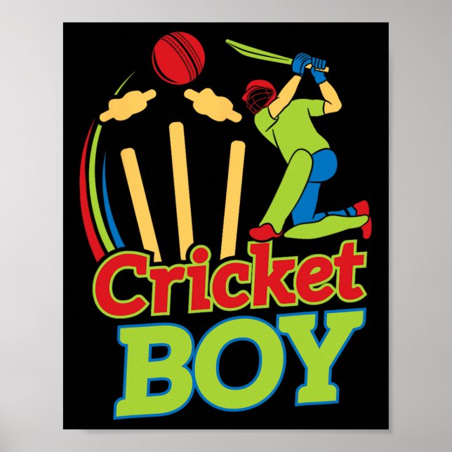 Boy Cricket Player Design For Athletes - Cricket G Poster (Front)