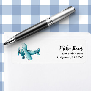 Boy Cute Blue Airplane Travel Kids Birthday Custom