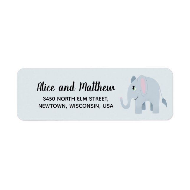 Boy Cute Elephant Baby shower Adresse de retour (Devant)