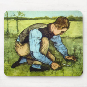 Boy Cutting Grass with Sickle by Vincent van Gogh Mouse Pad