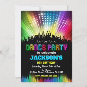 Boy Dance Party Anniversaire Invitation