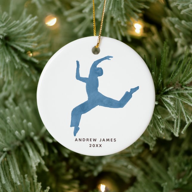 Boy Dancer Personalized Name Christmas Ceramic Ornament (Tree)