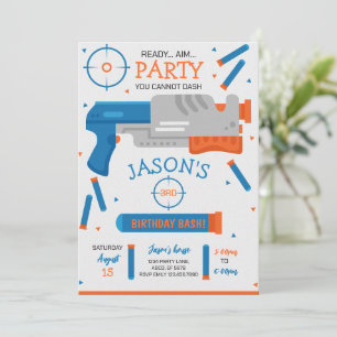 Boy Dart Gun War Birthday Party Invitation