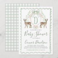 Boy Deer Baby Shower Preppy Hunting Sage Green