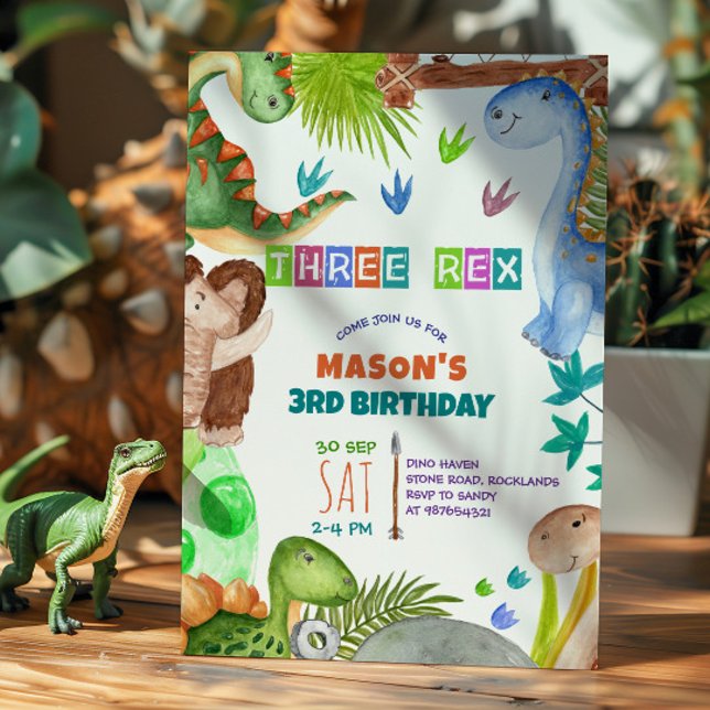 Boy Dinosaur 3rd Birthday Invitation (Créateur téléchargé)