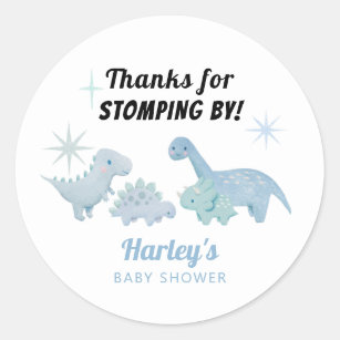Boy Dinosaur Baby Shower Favour Classic Round Sticker