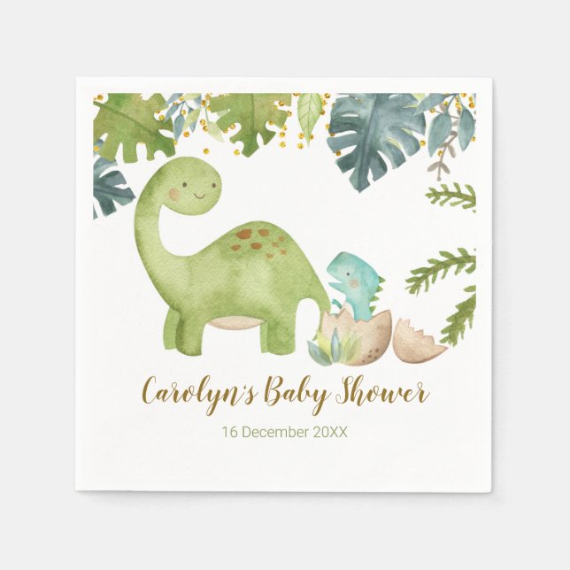Boy Dinosaur Baby Shower Paper Napkin (Front)