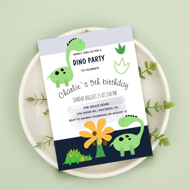 Boy Dinosaur Jurassic Birthday Party Announcement (Creator Uploaded)