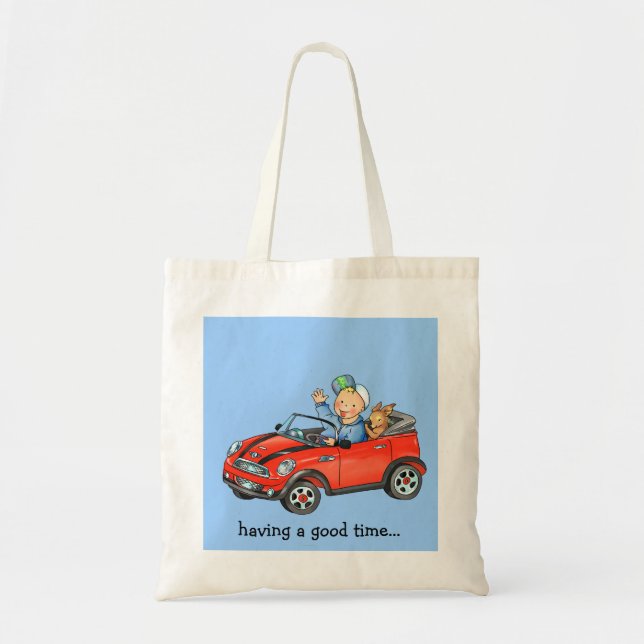 Boy & Dog in Red Toy Car - Bag (Front)
