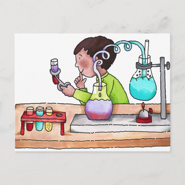 Boy Doing Science Experiment Postcard (Front)