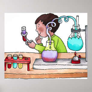 Boy Doing Science Experiment Poster