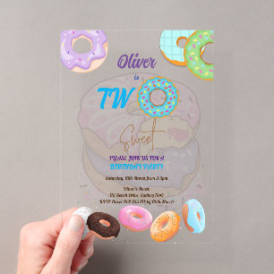 Boy Doughnut 2nd birthday Acrylic Invitations