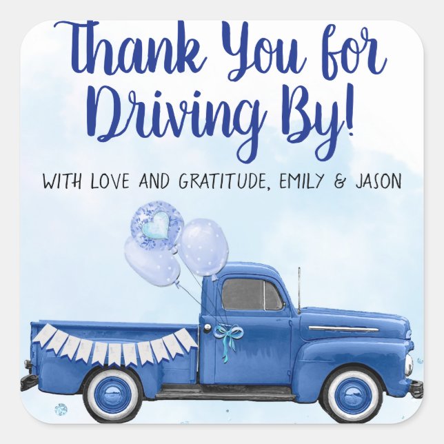 Boy Drive By Covid Baby Shower Favour Stickers (Front)