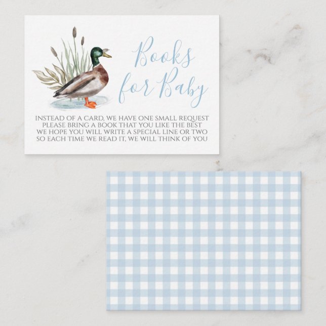 Boy Duck Baby Shower Book Request Card (Front/Back)