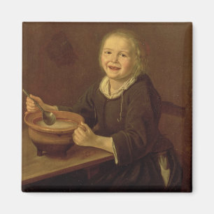 Boy eating Porridge (oil on canvas) Magnet