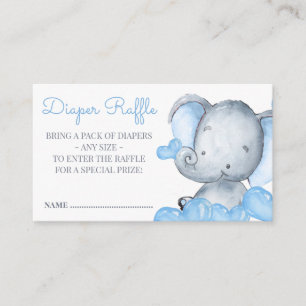Boy Elephant Baby Shower Diaper Raffle Enclosure Card