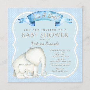 Boy Elephant Baby Shower Invitations