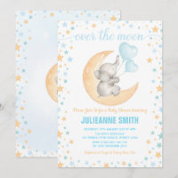 Boy Elephant Baby Siting on Moon Shower
