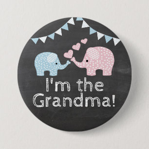 Boy Elephant Chalkboard Look    I'm The Grandma 3 Inch Round Button