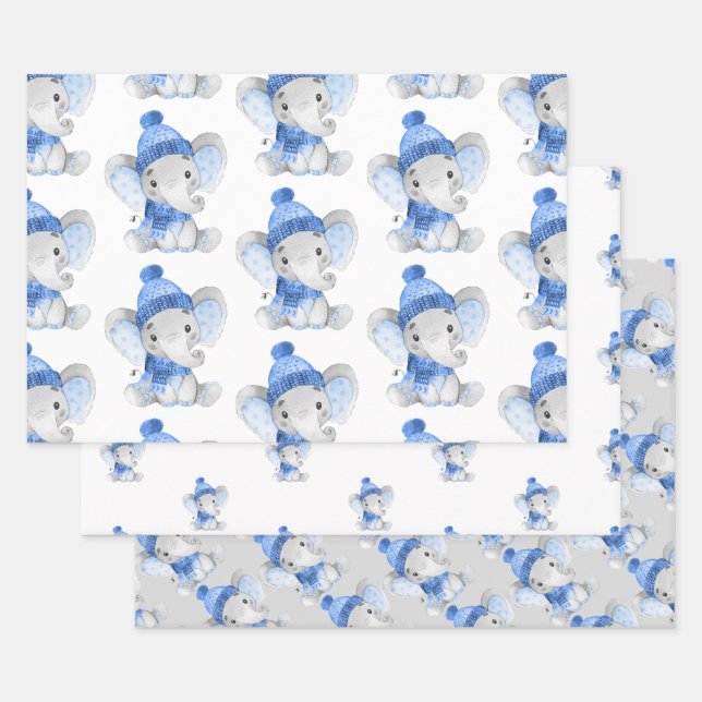 Boy Elephant Christmas Wrapping Paper (Set)