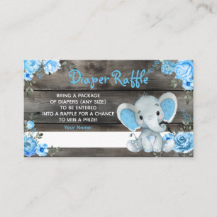 Boy Elephant Diaper Raffle Baby Shower Game Card