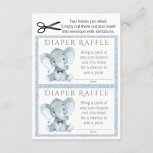 Boy Elephant Diaper Raffle Tickets Enclosure Card