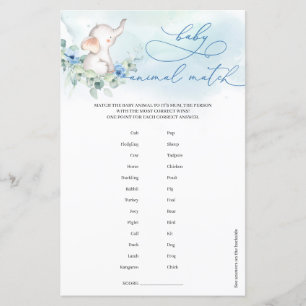Boy Elephant Eucalyptus wreath Baby Animal Match 