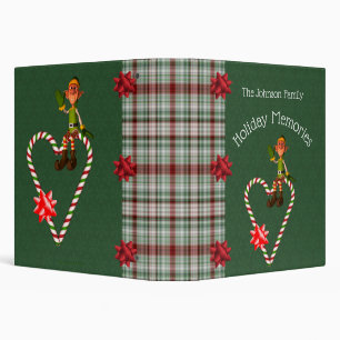 Boy Elf Candy Cane Heart Christmas Personalized   Binder