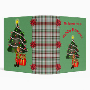 Boy Elf Tree Holiday Christmas Personalized    Binder