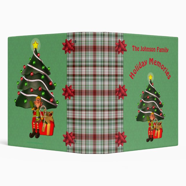 Boy Elf Tree Holiday Christmas Personalized    Binder (Background)