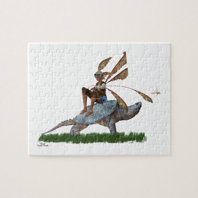 Boy Fairy Riding Sur Turtle Jigsaw Puzzle (Horizontal)