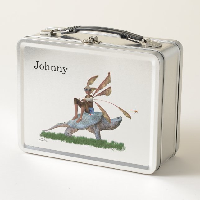 Boy Fairy Riding Sur Turtle Metal Lunchbox (Devant)
