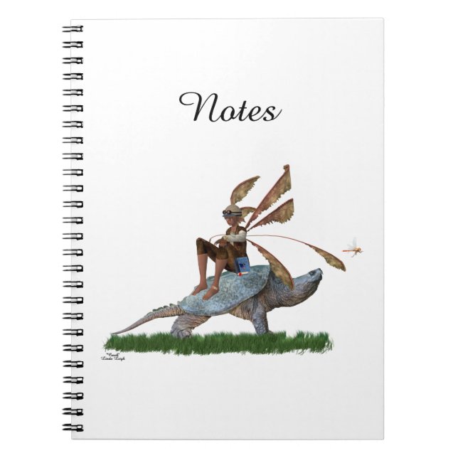 Boy Fairy Riding Sur Turtle Spiral Carnet Photo (Devant)