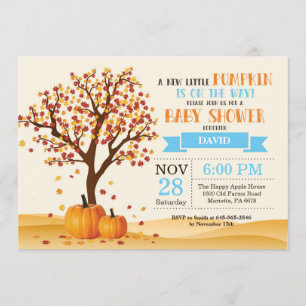 Boy Fall Baby Shower Invitation Card Trees Leaves