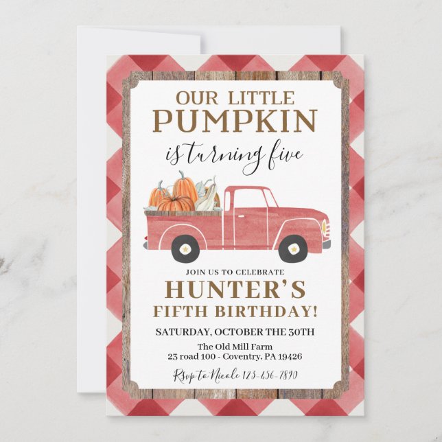 Boy Fall Birthday Party Any Age Red Truck Invitation (Front)